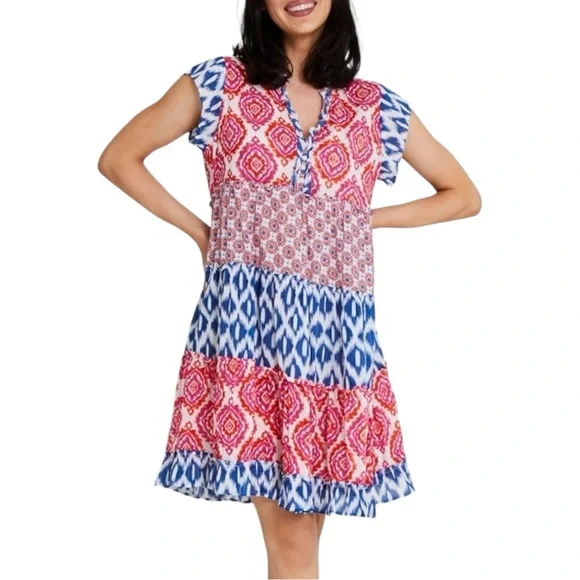 Lula Life Brooklyn Multicolor Tiered Dress Sz M - Picture 3 of 14